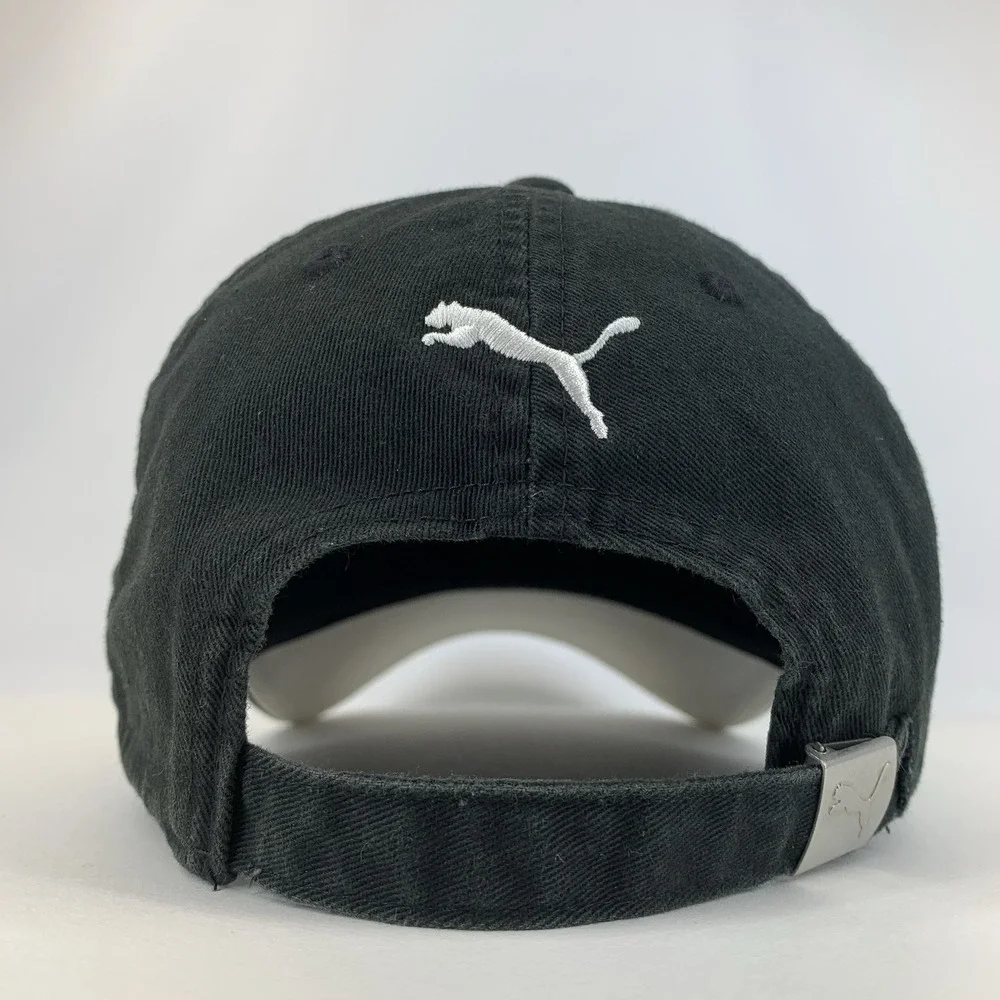 PUMA Black White Hat Adjustable Strap OSFA Unstructured Baseball Cap